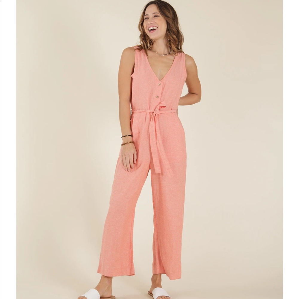 Carve design bonfire jumpsuit in coral chambray